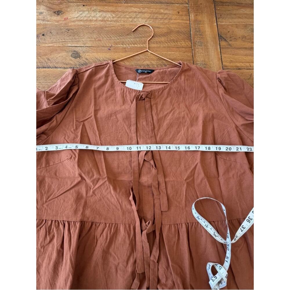 Pretty garden Rust Brown Peasant Blouse with Front Ties - Picture 6 of 6